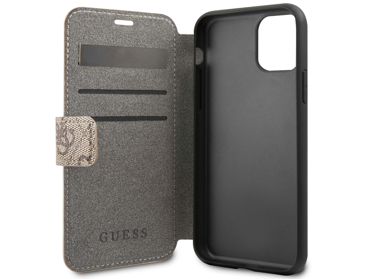 Guess 4G Monogram Bookcase Bruin - iPhone 12 Pro Max hoesje