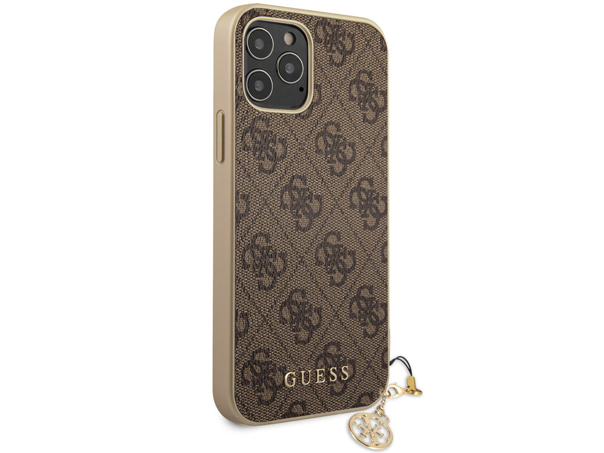 Guess 4G Monogram Charm Case Bruin - iPhone 12 Pro Max hoesje