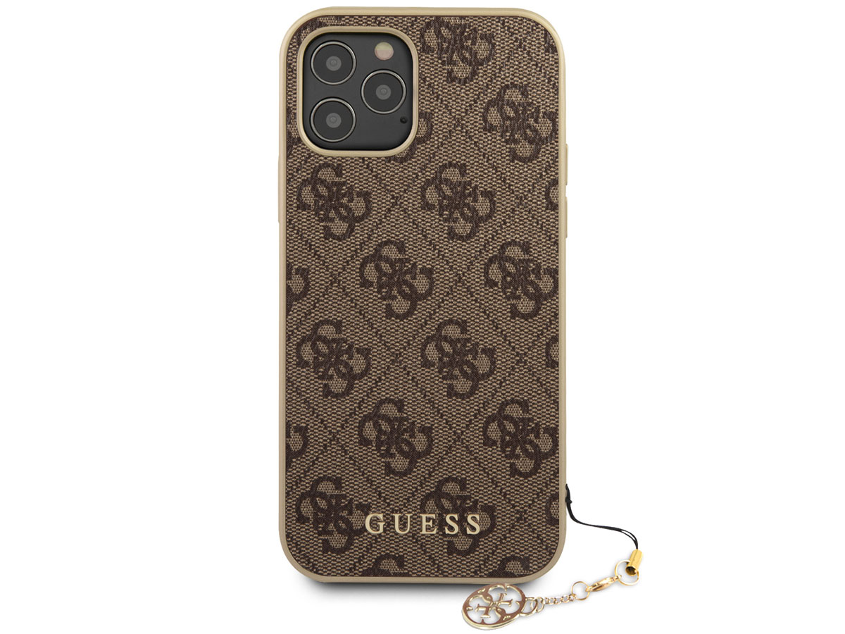Guess 4G Monogram Charm Case Bruin - iPhone 12 Pro Max hoesje