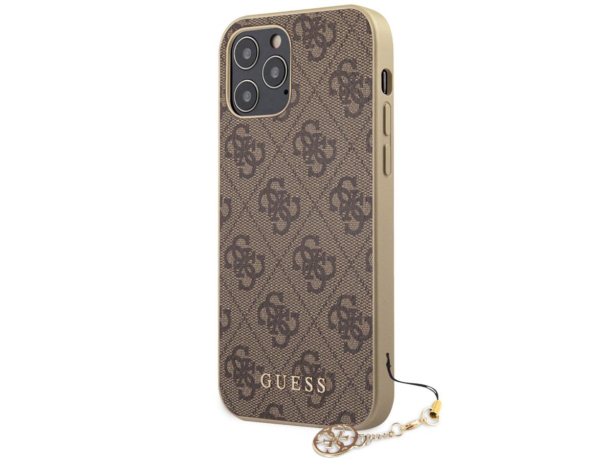 Guess 4G Monogram Charm Case Bruin - iPhone 12 Pro Max hoesje