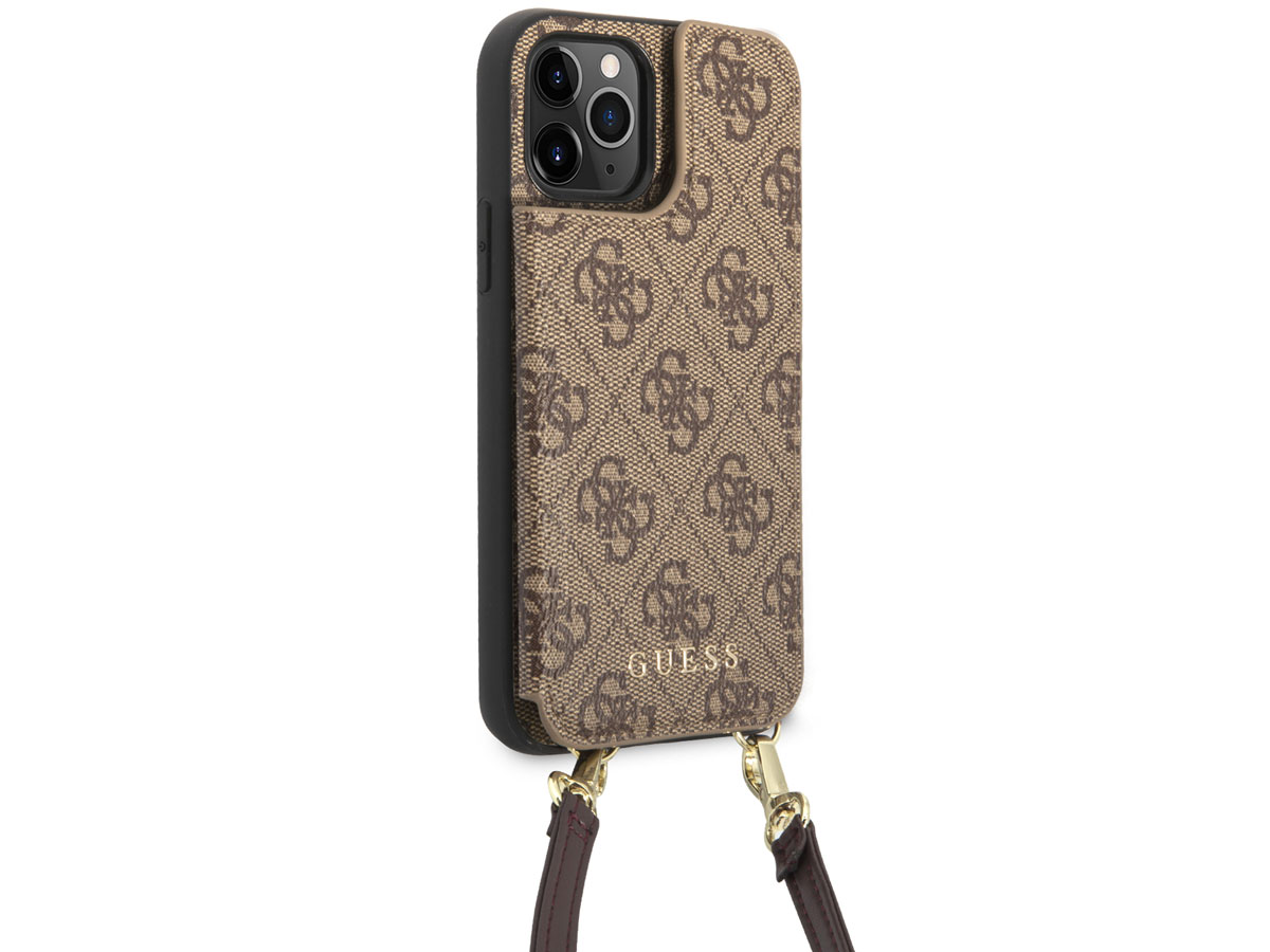 Guess 4G Crossbody Case Bruin - iPhone 12 Pro Max hoesje