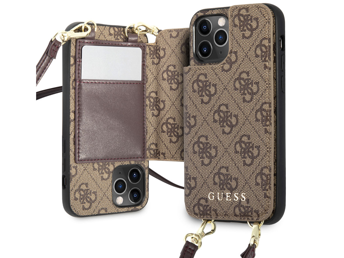 Guess 4G Crossbody Case Bruin - iPhone 12 Pro Max hoesje