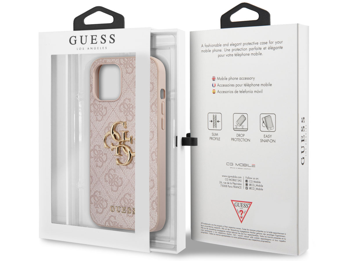Guess Big 4G Monogram Case Roze - iPhone 12 Pro Max hoesje