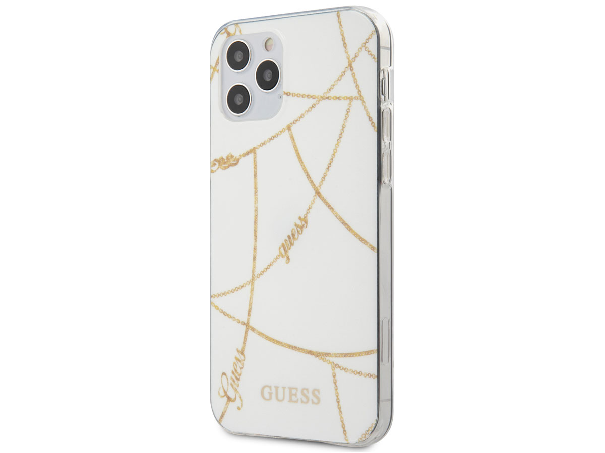 Guess Gold Chains TPU Case Wit - iPhone 12 Pro Max hoesje