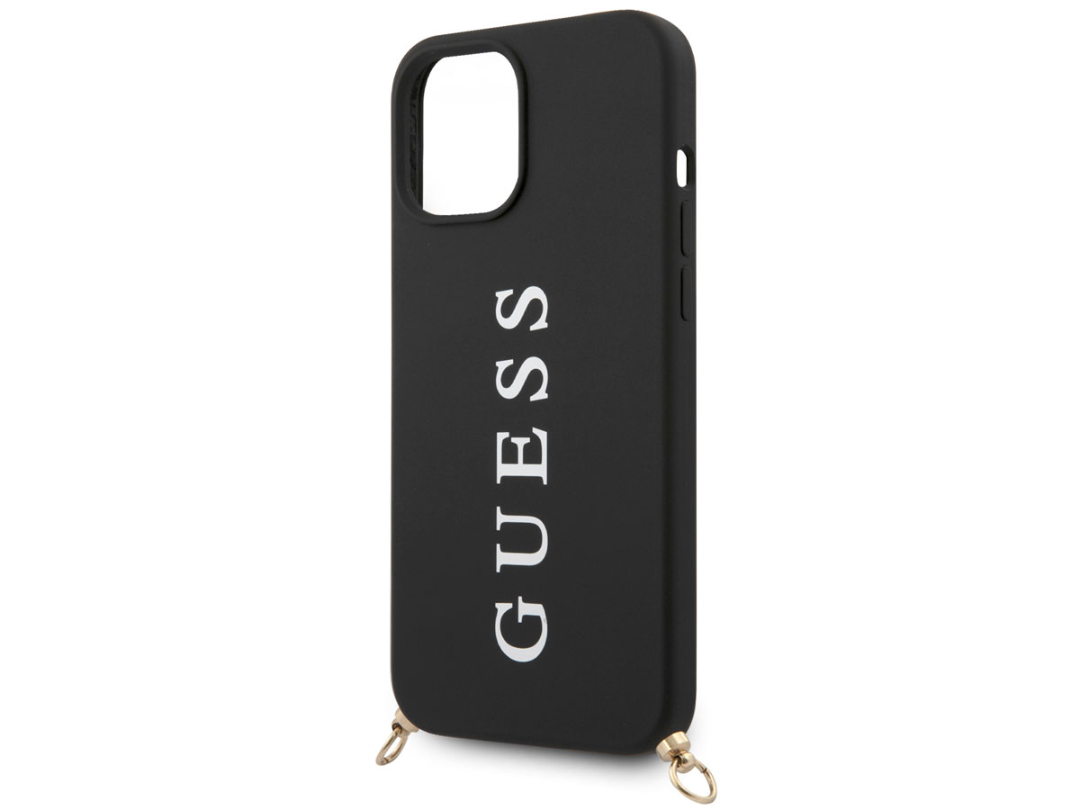 Guess Logo Necklace Case Zwart - iPhone 12 Pro Max hoesje