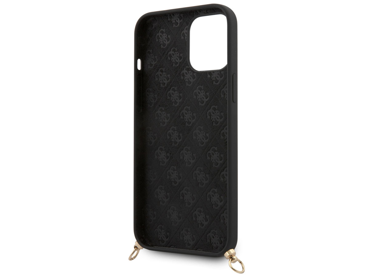 Guess Logo Necklace Case Zwart - iPhone 12 Pro Max hoesje