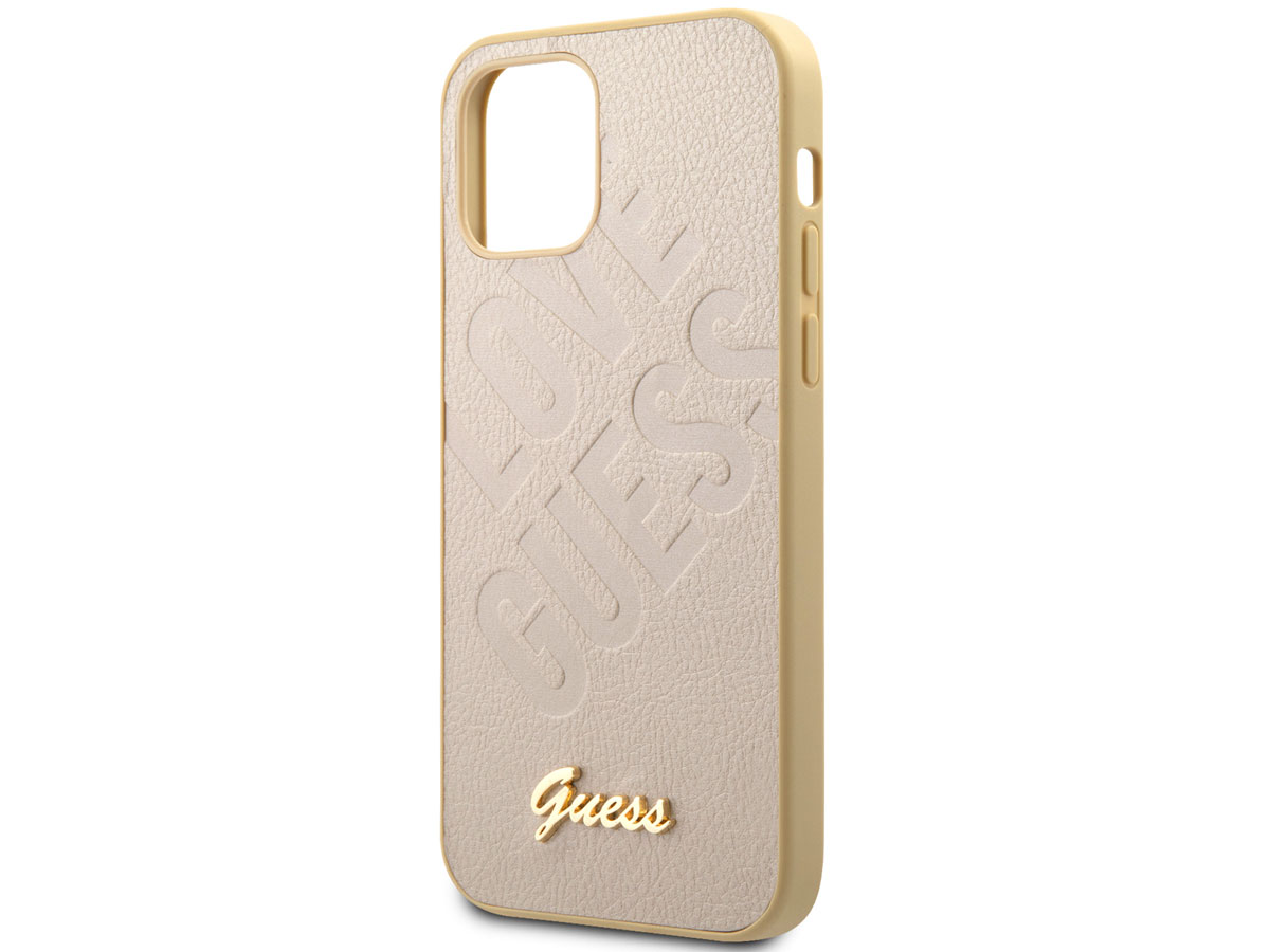 Guess Love Script Case Goud - iPhone 12 Pro Max hoesje