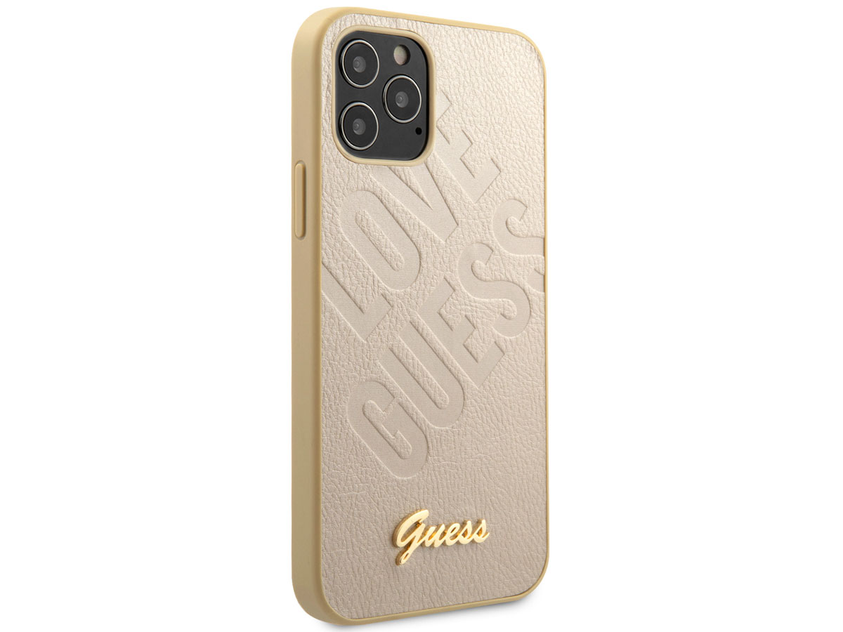 Nietje Medisch wangedrag Previs site Guess Love Script Case Goud | iPhone 12 Pro Max hoesje