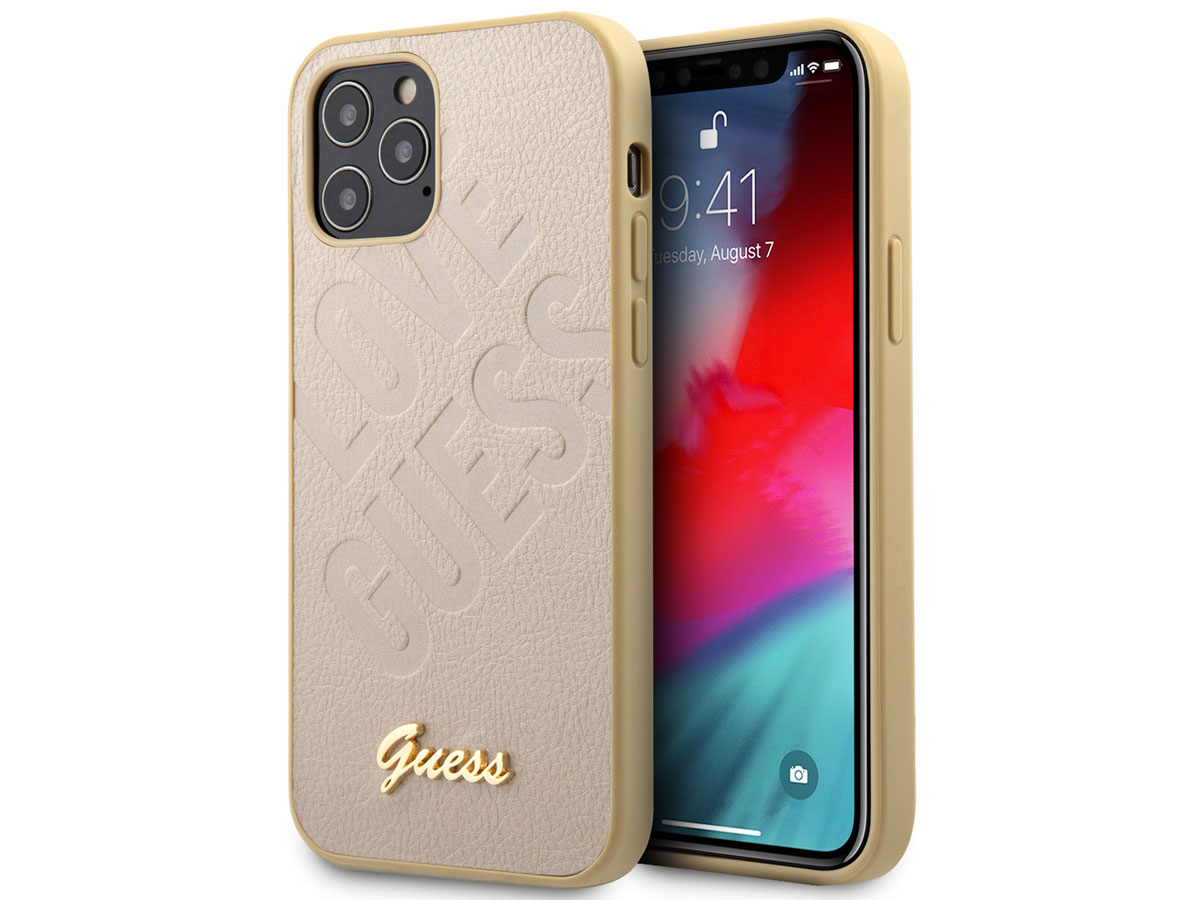 Guess Love Script Case Goud - iPhone 12 Pro Max hoesje