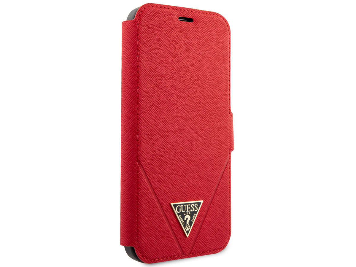 Guess Saffiano BookCase Rood - iPhone 12 Pro Max hoesje