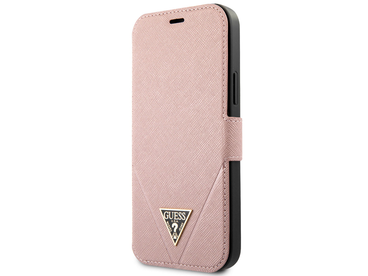 Guess Saffiano BookCase Roze - iPhone 12 Pro Max hoesje