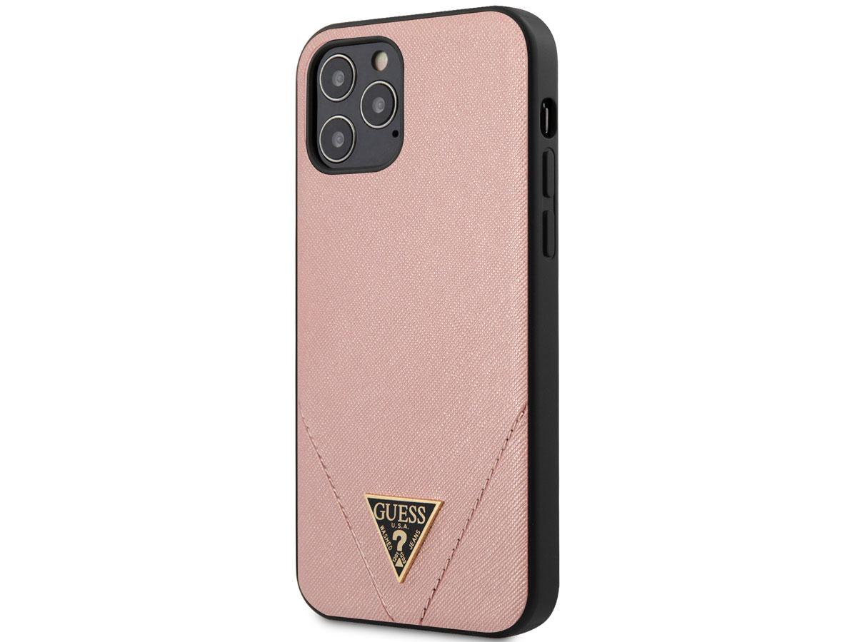 Guess Saffiano Case Roze - iPhone 12 Pro Max hoesje