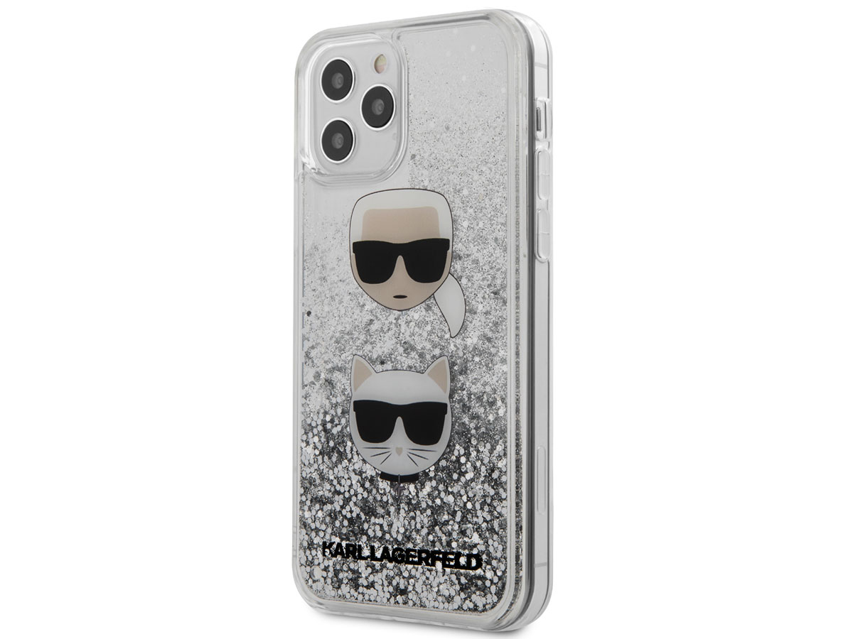 Karl Lagerfeld Choupette Glitter Case Zilver - iPhone 12 Pro Max hoesje