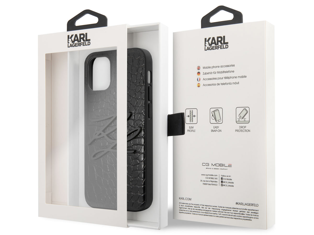 Karl Lagerfeld Initials Case Croco - iPhone 12 Pro Max hoesje