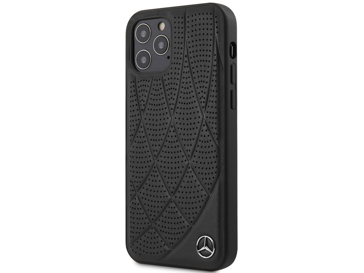 Mercedes-Benz Bow Leather Case Zwart - iPhone 12 Pro Max hoesje