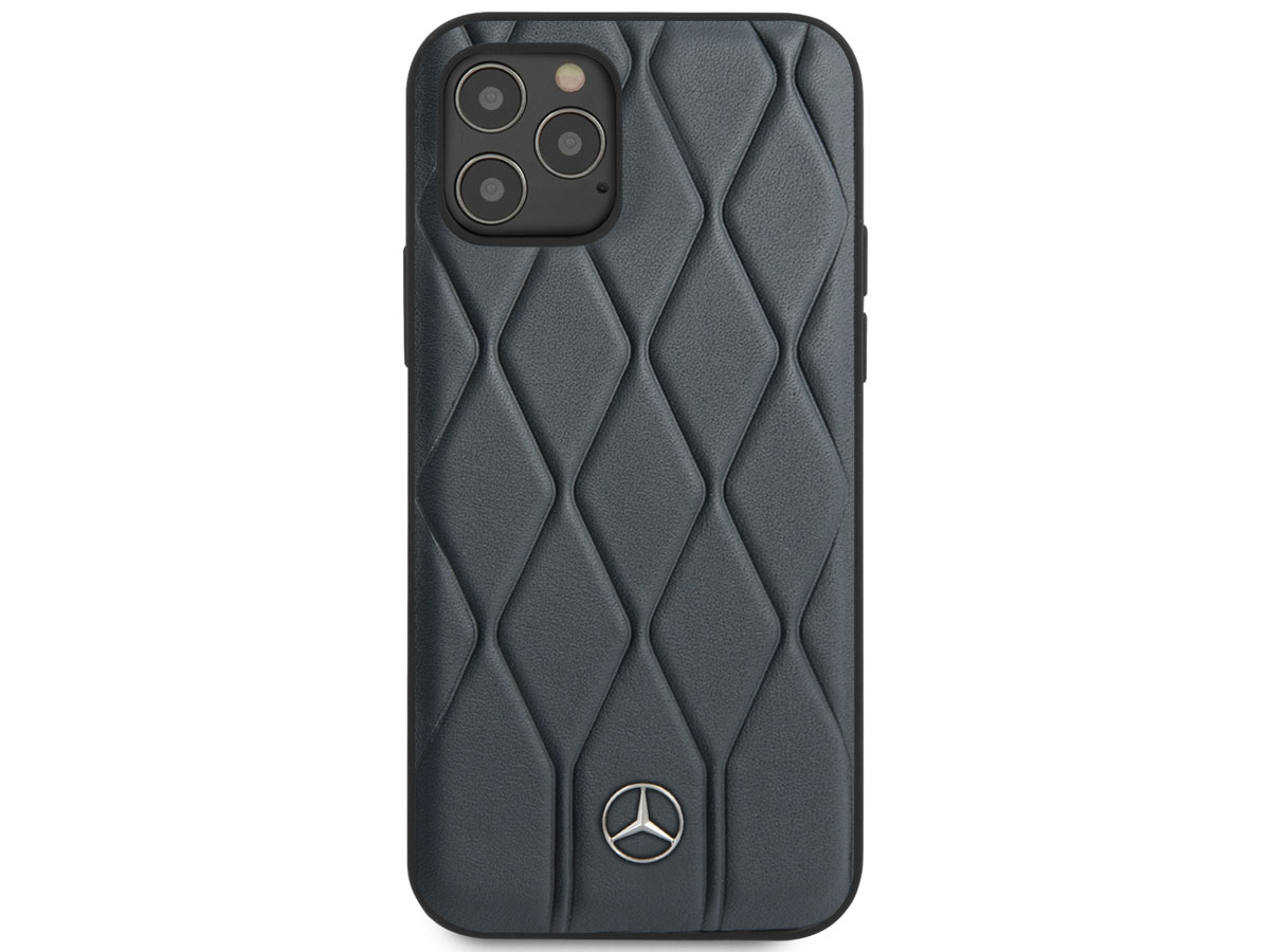 Mercedes-Benz Wave Line Leather Case Blauw - iPhone 12 Pro Max hoesje