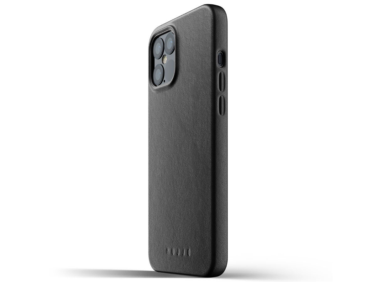 Mujjo Full Leather Case Zwart - iPhone 12 Pro Max Hoesje Leer