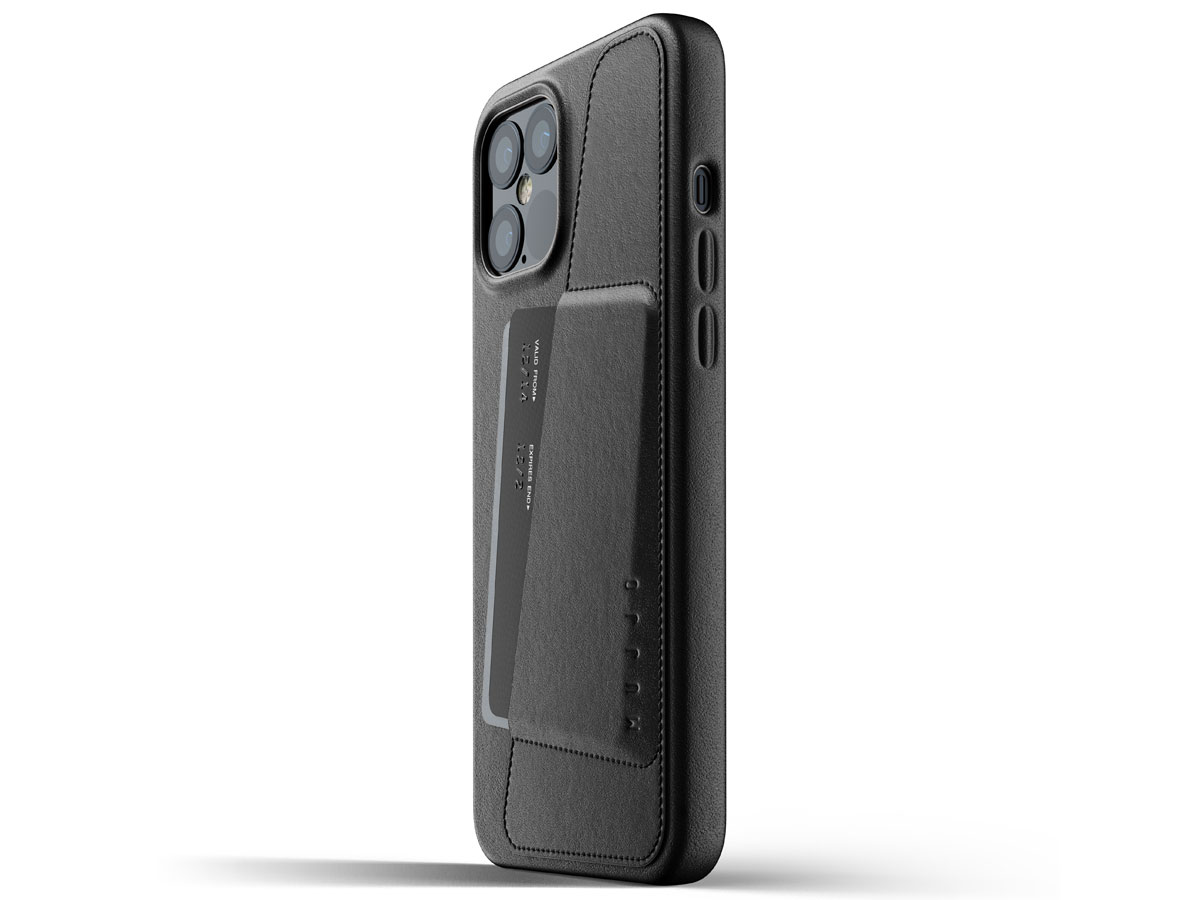 Mujjo Full Leather Wallet Case Zwart - iPhone 12 Pro Max Hoesje Leer