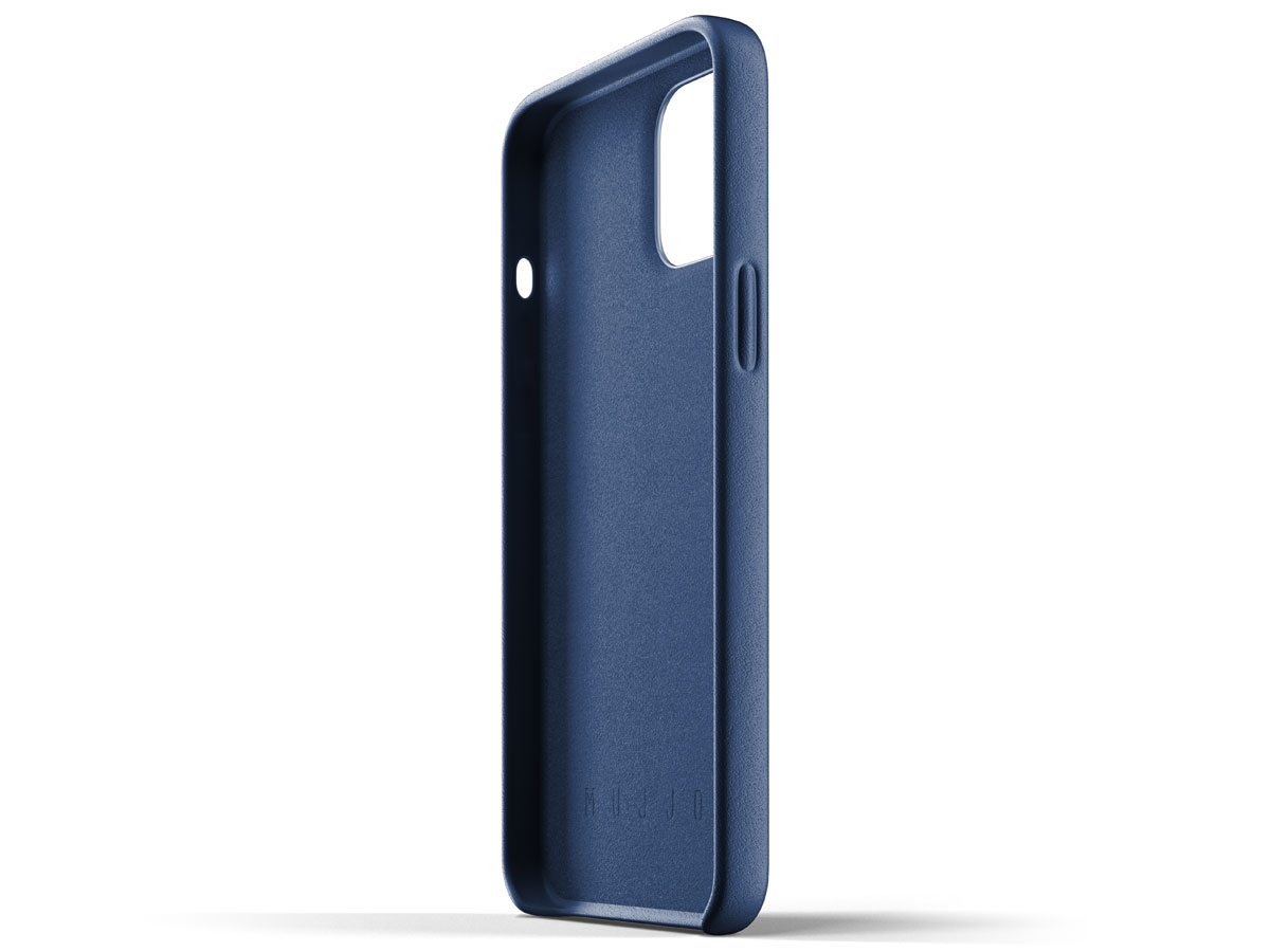 Mujjo Full Leather Wallet Case iPhone 12 Pro Max Blauw