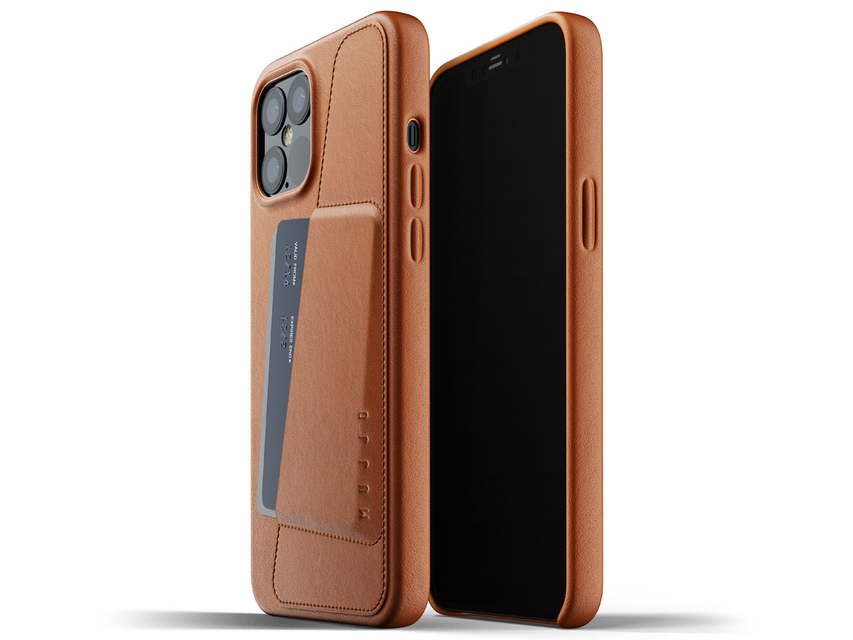 Mujjo Full Leather Wallet Case Tan - iPhone 12 Pro Max Hoesje Leer Cognac
