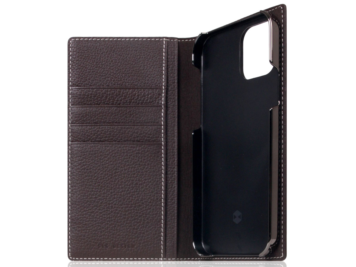 SLG Design D8 Folio Leer Brown Cream - iPhone 12 Pro Max hoesje