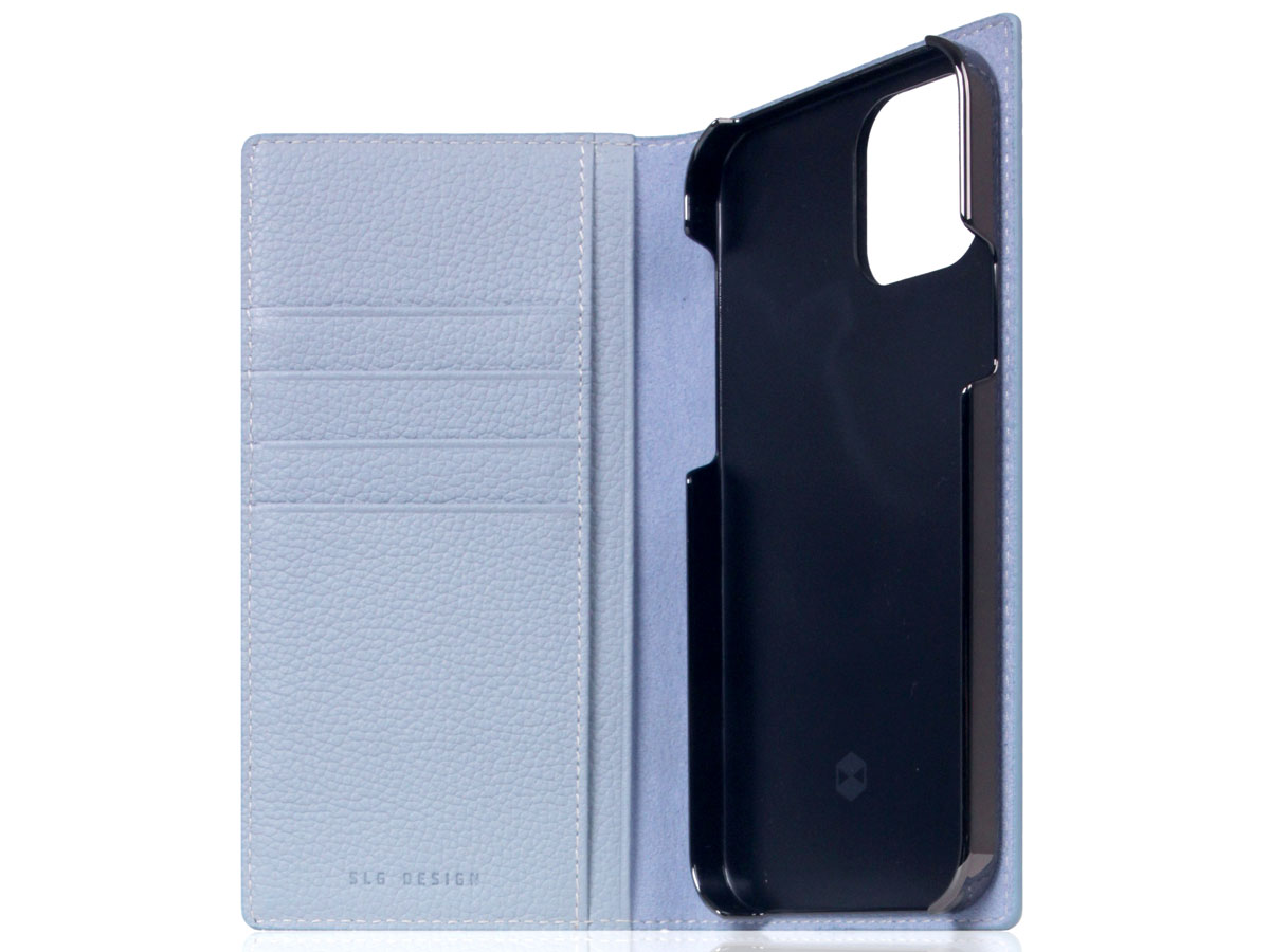 SLG Design D8 Folio Leer Powder Blue - iPhone 12 Pro Max hoesje