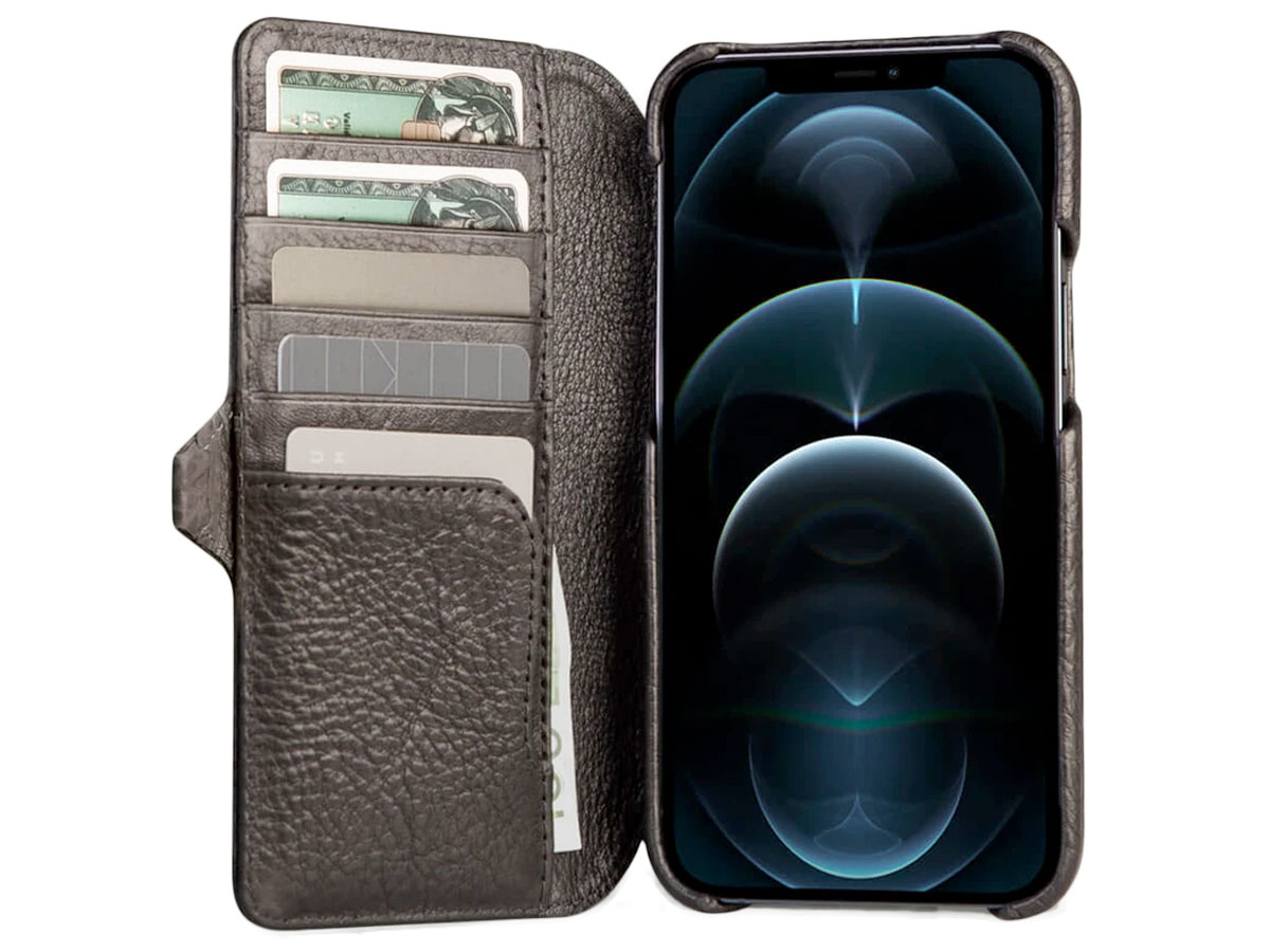 Vaja Wallet Agenda MagSafe Case Zwart - iPhone 12 Pro Max Hoesje Leer