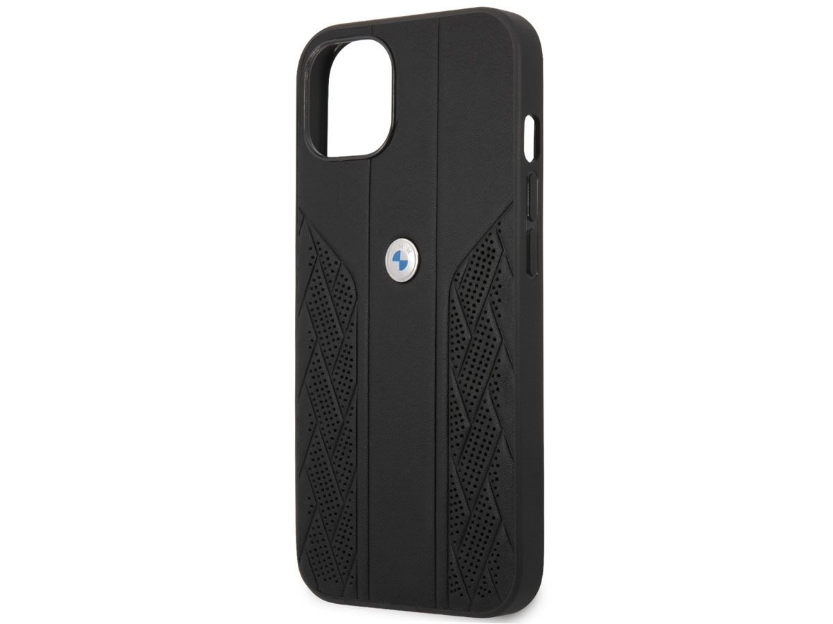 BMW Signature Leather Seat Case Zwart - iPhone 13 hoesje