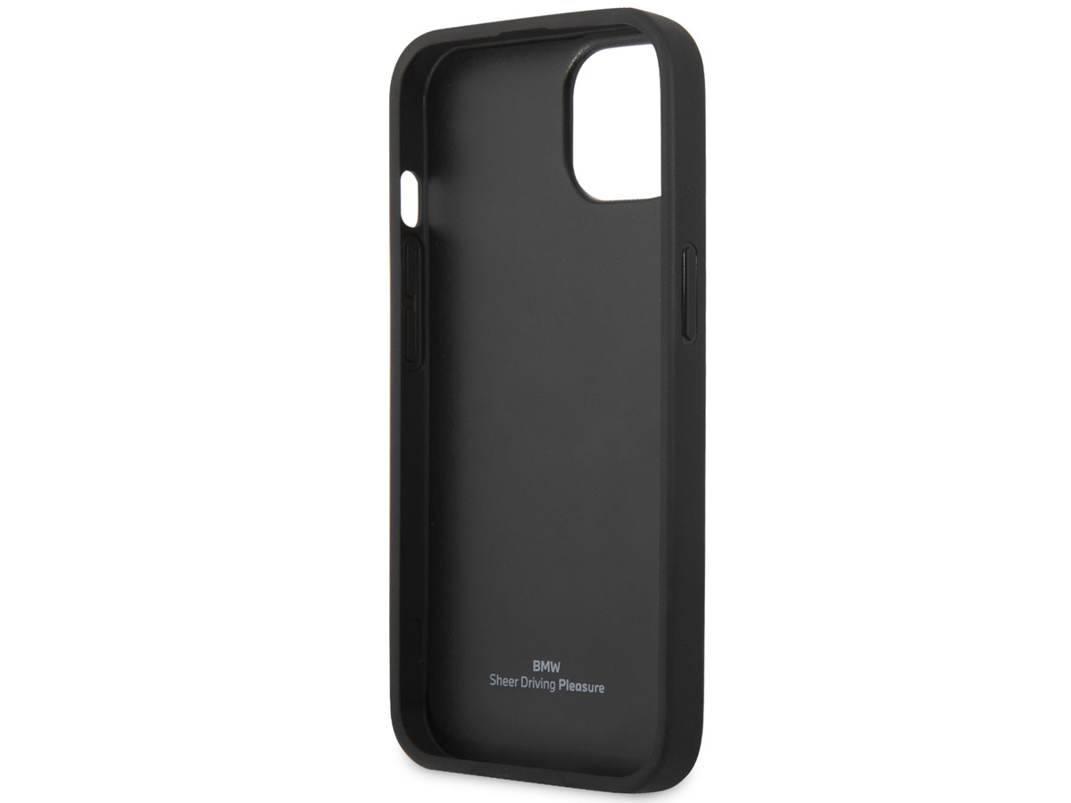 BMW Signature Leather Seat Case Zwart - iPhone 13 hoesje