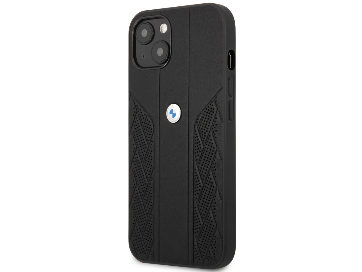 BMW Signature Leather Seat Case Zwart - iPhone 13 hoesje