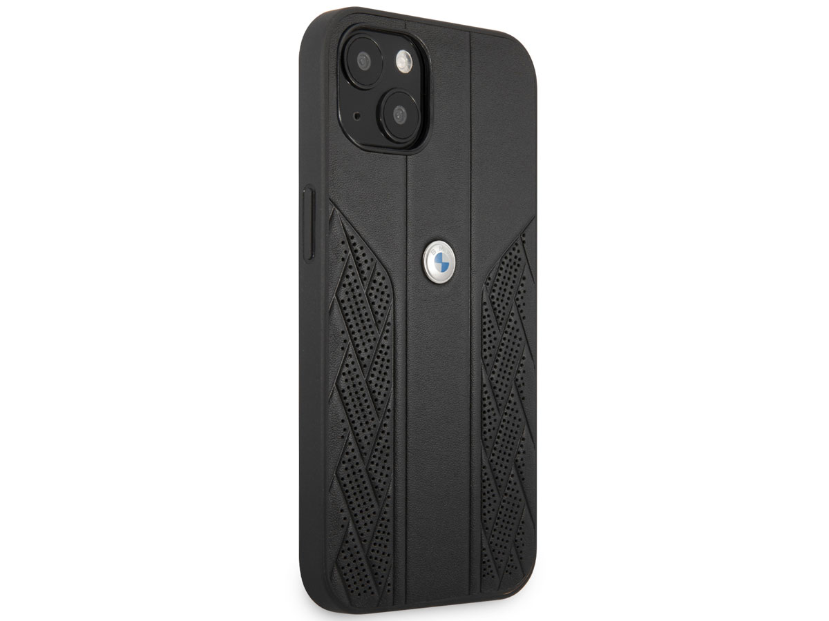 BMW Signature Leather Seat Case Zwart - iPhone 13 hoesje