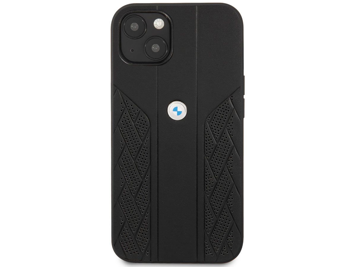 BMW Signature Leather Seat Case Zwart - iPhone 13 hoesje