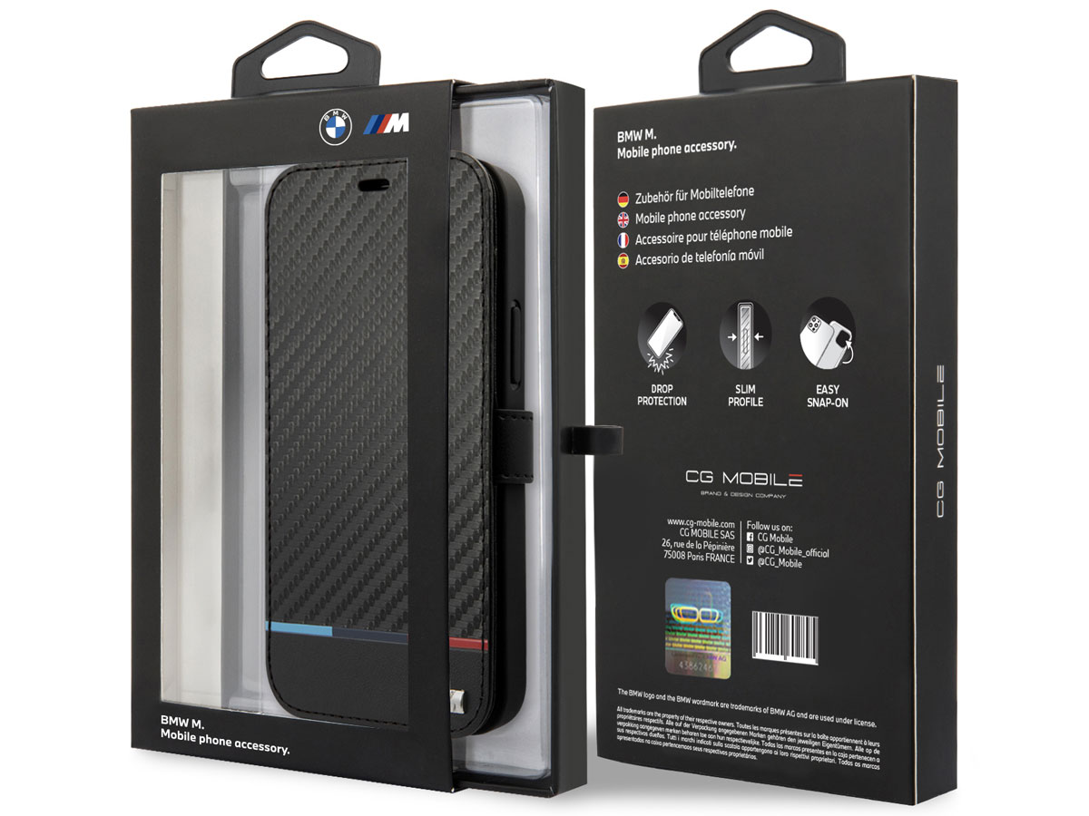 BMW M Colors Carbon Bookcase - iPhone 13 hoesje