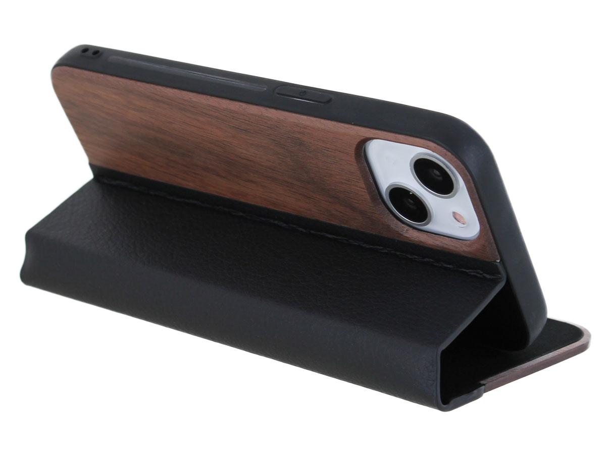 Wooden Bookcase Walnut - Houten iPhone 13 hoesje