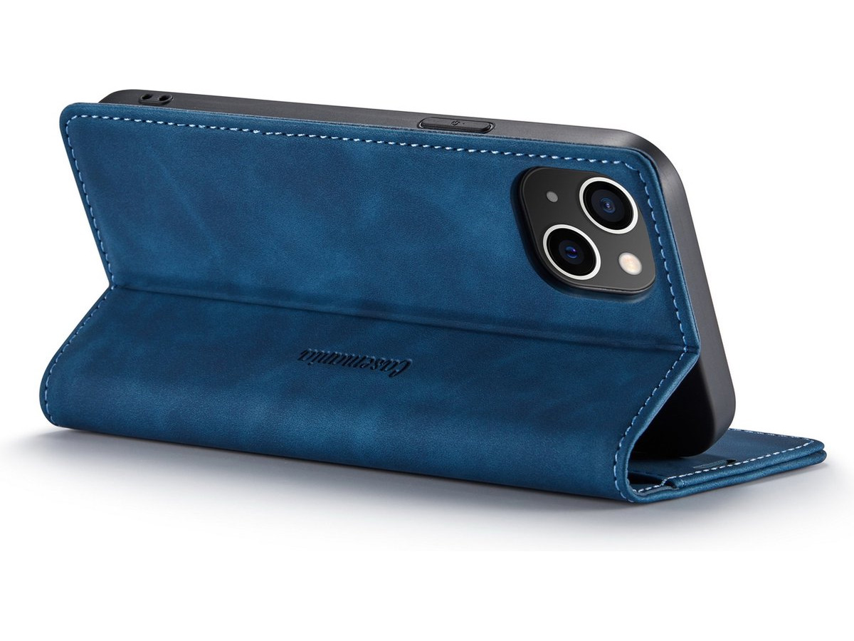 CaseMania Vintage Slim Bookcase Donkerblauw - iPhone 13 hoesje