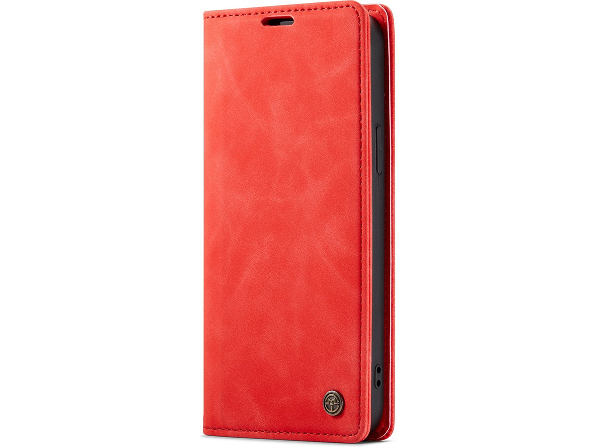 CaseMania Vintage Slim Bookcase Rood - iPhone 13 hoesje