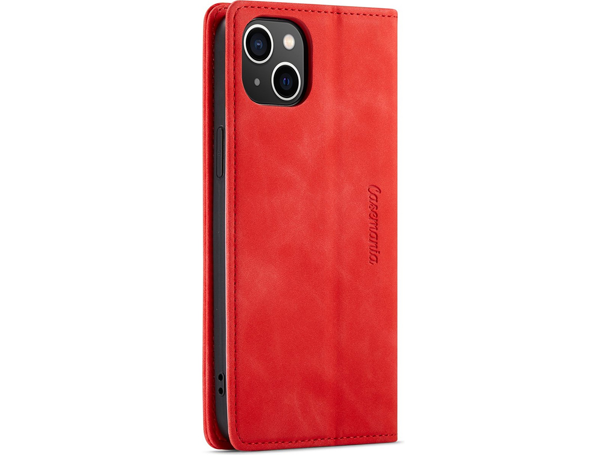 CaseMania Vintage Slim Bookcase Rood - iPhone 13 hoesje