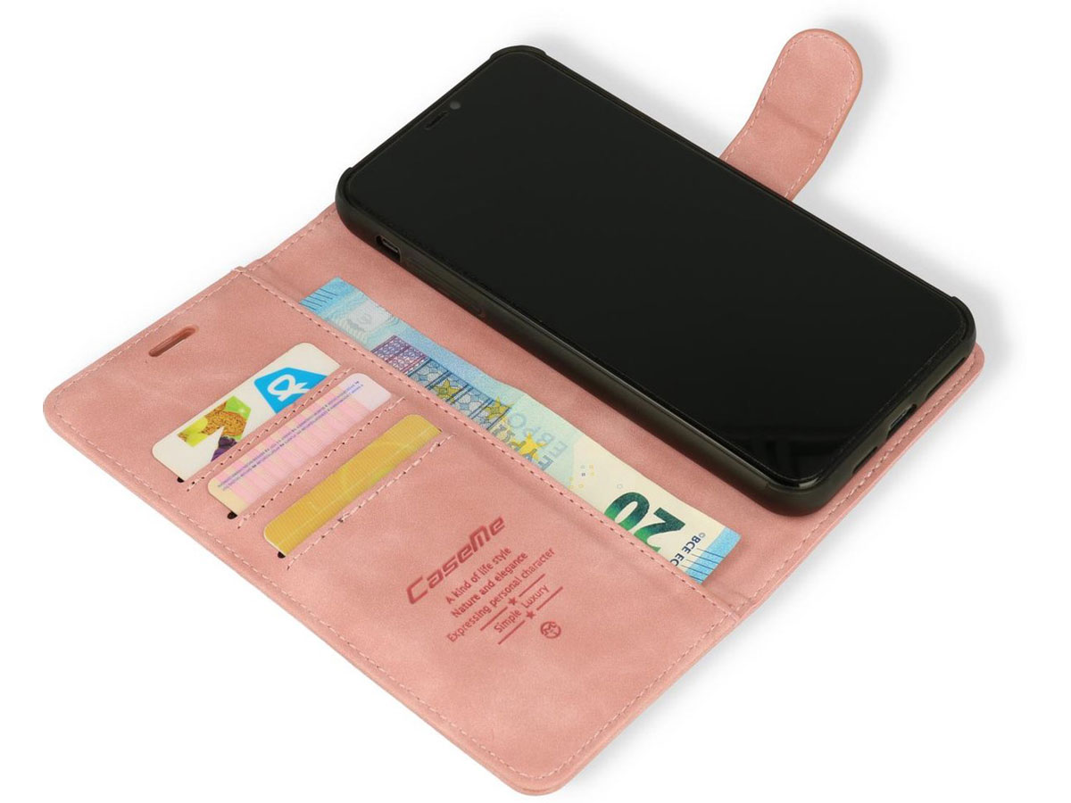 CaseMe 2in1 Magnetic Bookcase Roze - iPhone 13 Hoesje