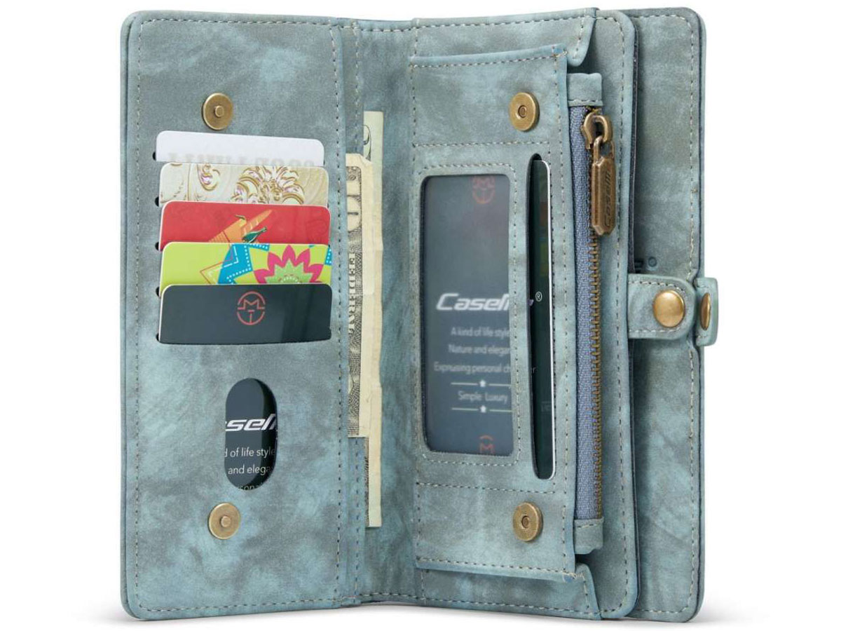 CaseMe 2in1 Wallet Case met Ritsvak Blauw - iPhone 13 Hoesje