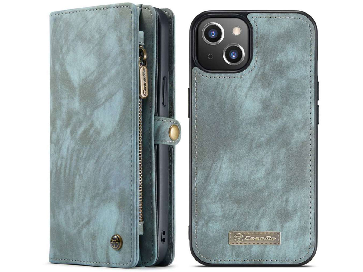 CaseMe 2in1 Wallet Case met Ritsvak Blauw - iPhone 13 Hoesje