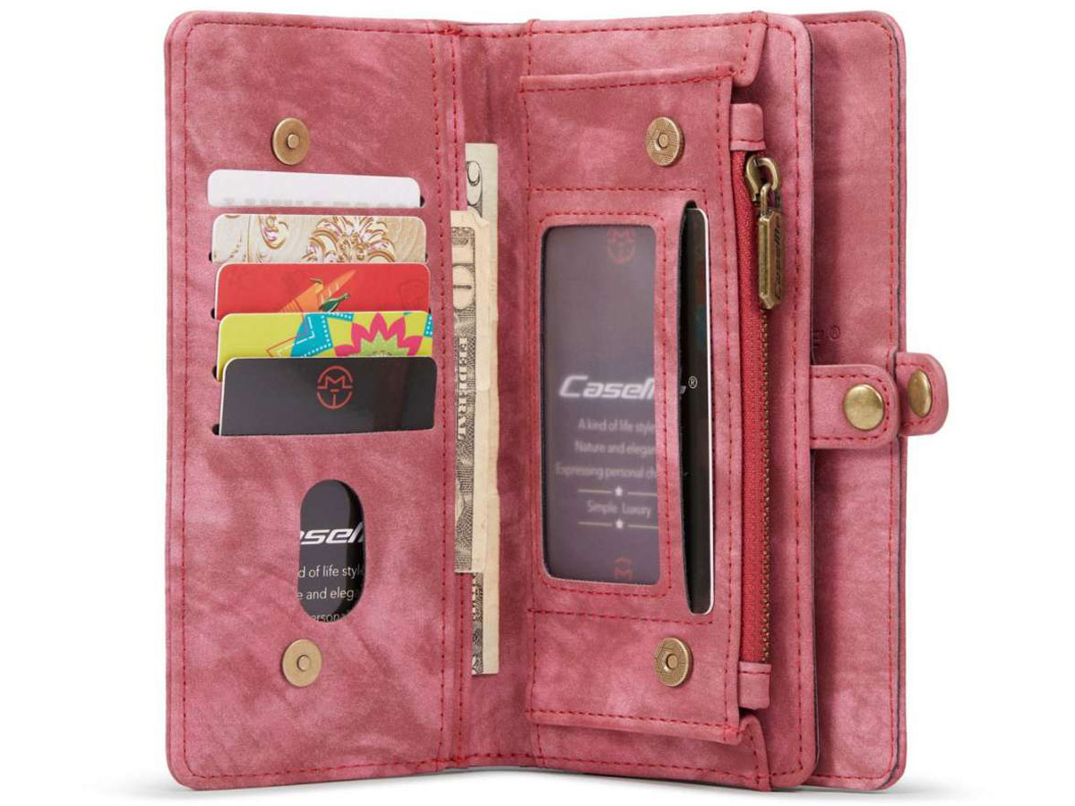 CaseMe 2in1 Wallet Case met Ritsvak Rood - iPhone 13 Hoesje