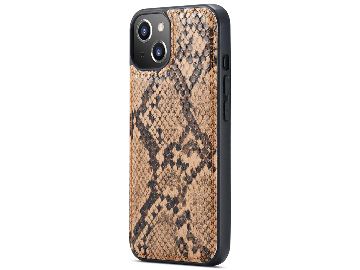 CaseMania Snake 2in1 Magnetic Bookcase Beige - iPhone 13 Hoesje