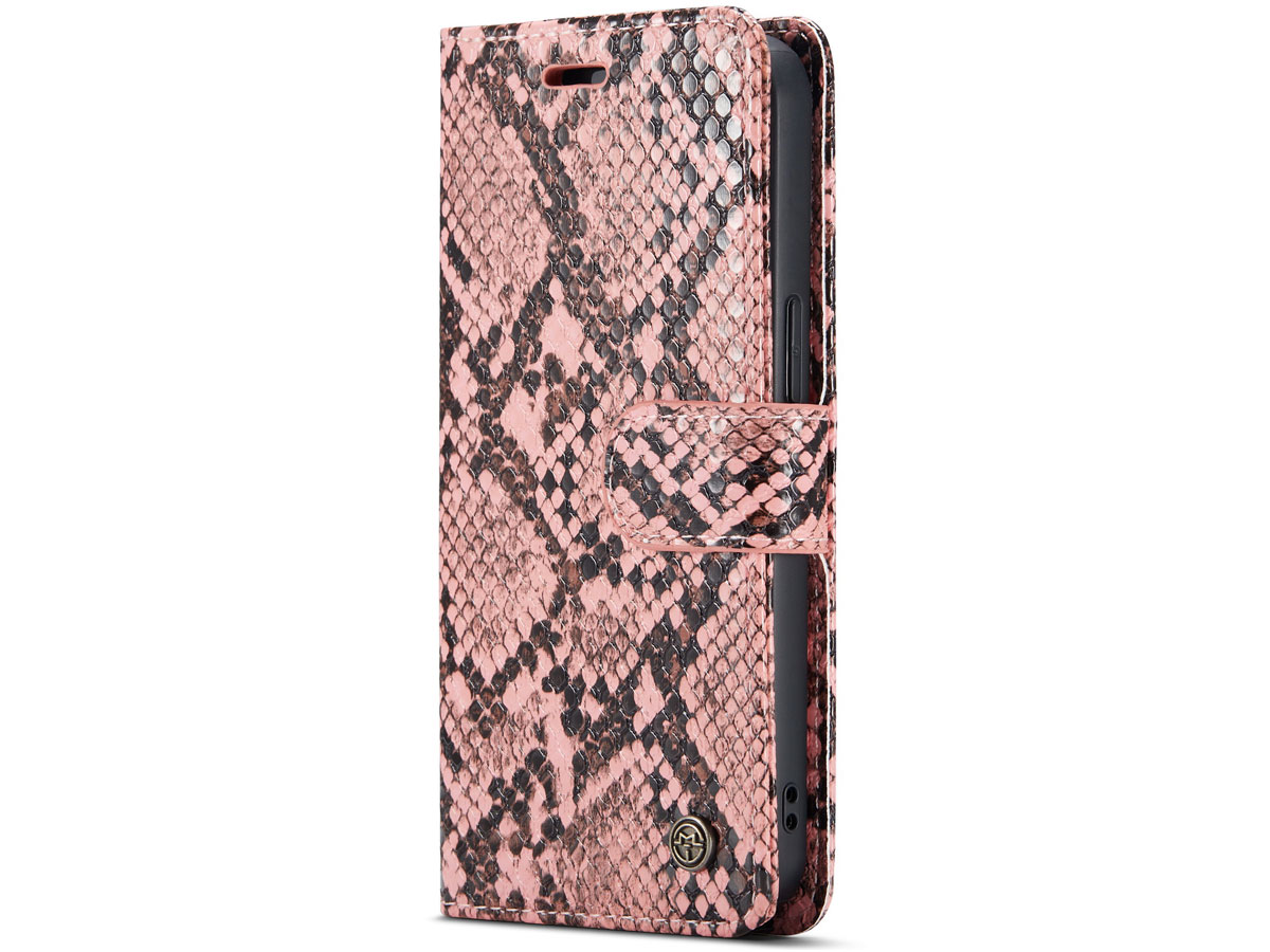 CaseMe Snake 2in1 Magnetic Bookcase Roze - iPhone 13 Hoesje