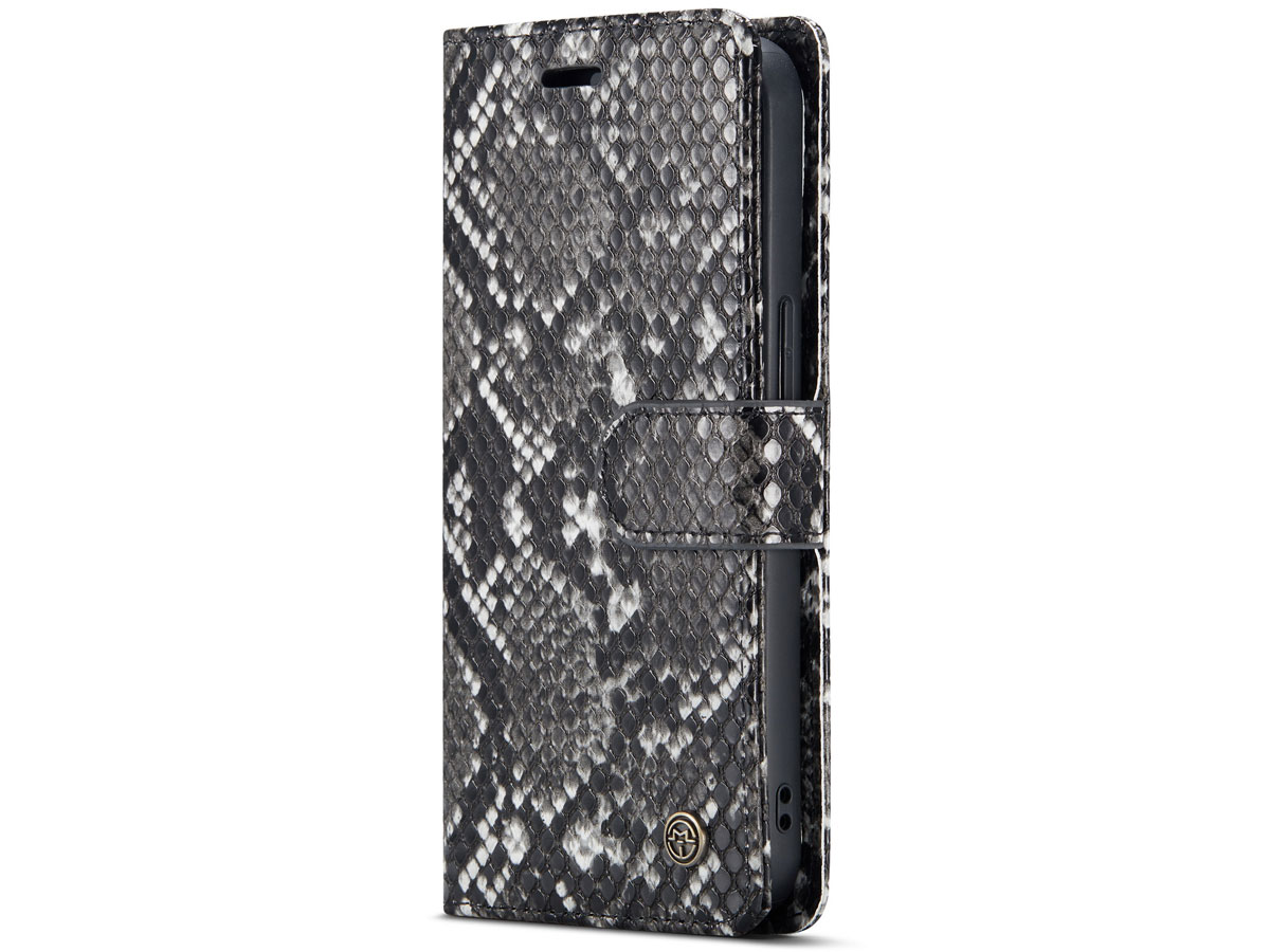 CaseMania Snake 2in1 Magnetic Bookcase Zwart - iPhone 13 Hoesje