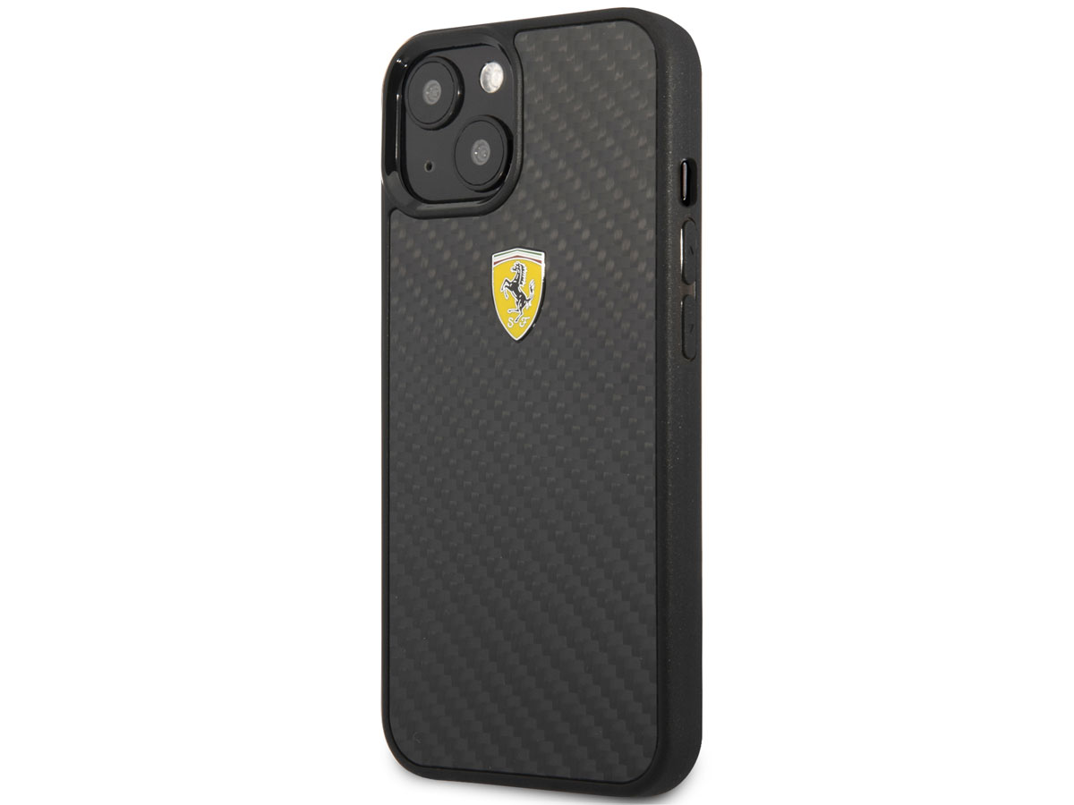 Ferrari Carbon Fiber Case Zwart - iPhone 13 Hoesje