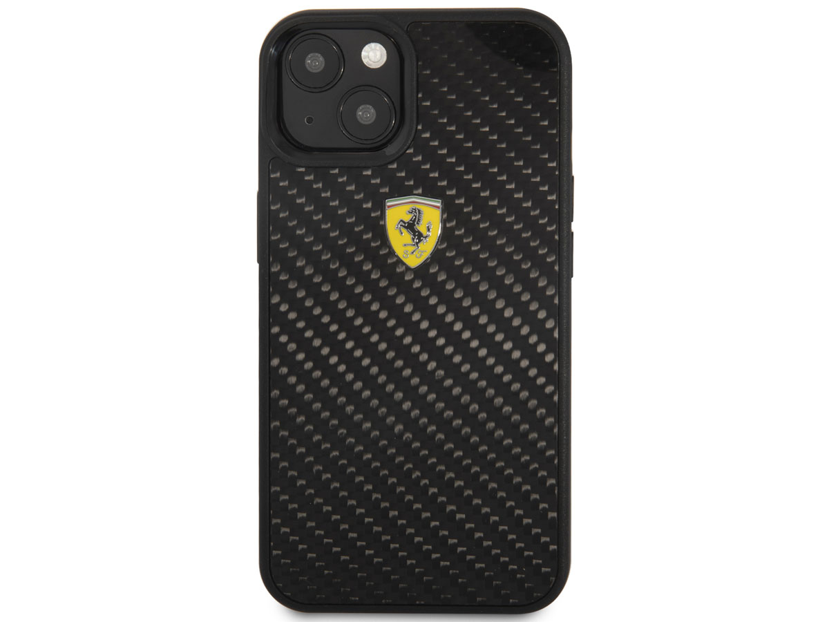 Ferrari Carbon Fiber Case Zwart - iPhone 13 Hoesje
