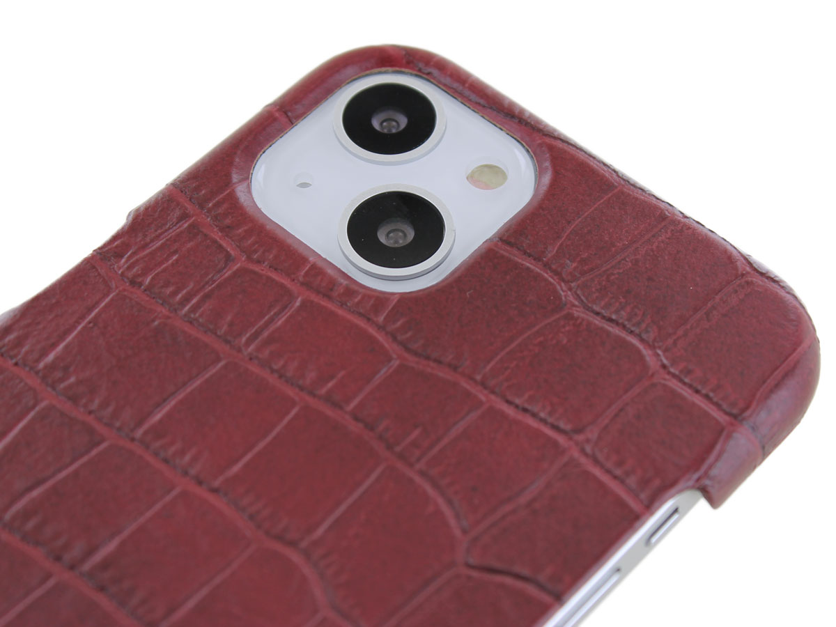 Graffi Shell Croco Rood Leer - iPhone 13 hoesje