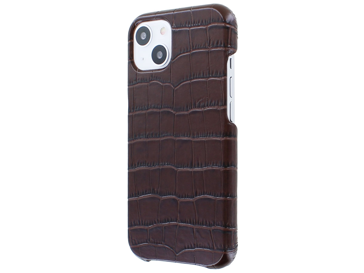 Graffi Shell Croco Bruin Leer - iPhone 13 hoesje