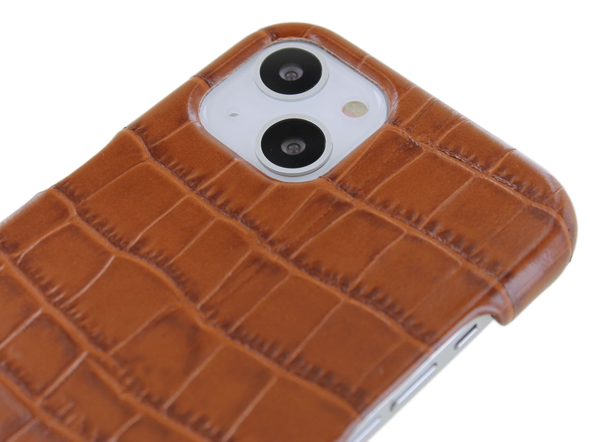 Graffi Shell Croco Cognac Leer - iPhone 13 hoesje