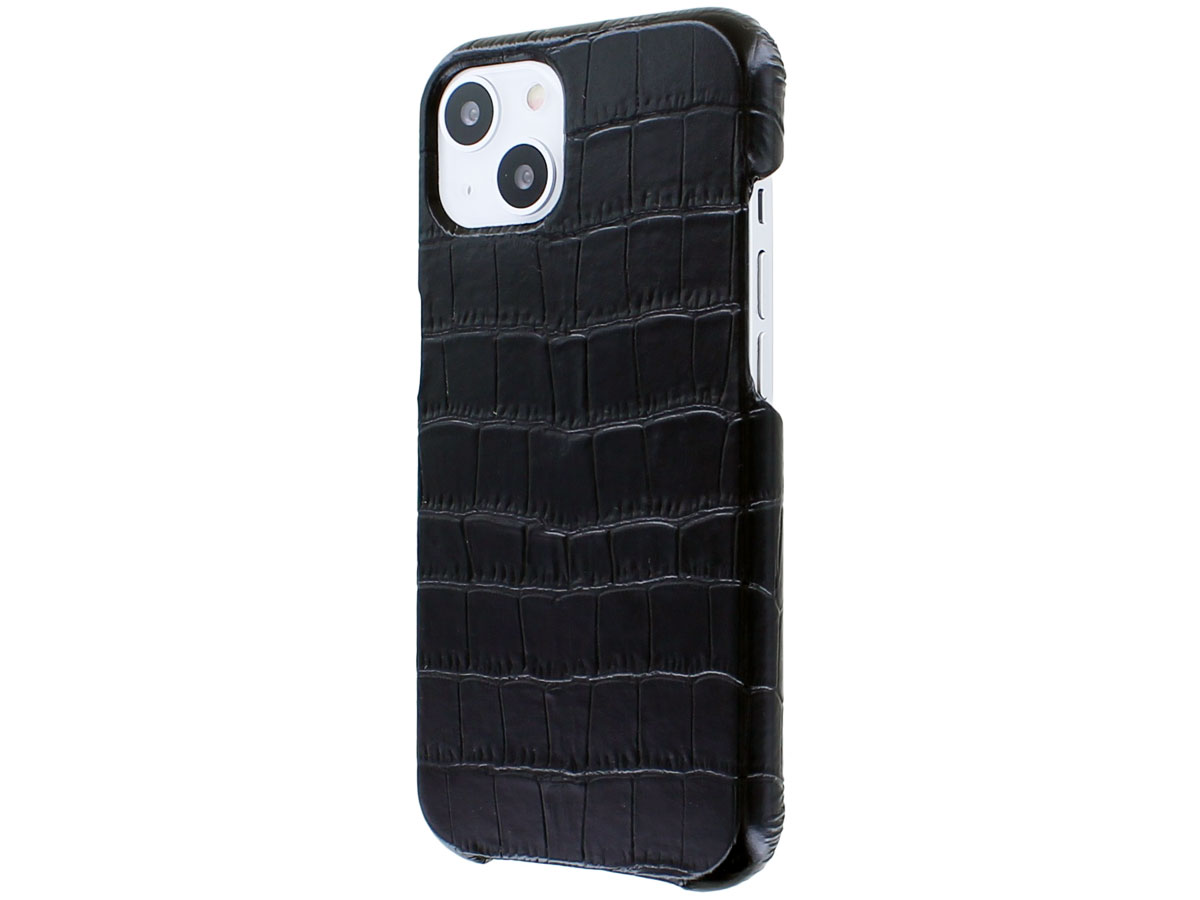 Graffi Shell Croco Zwart Leer - iPhone 13 hoesje